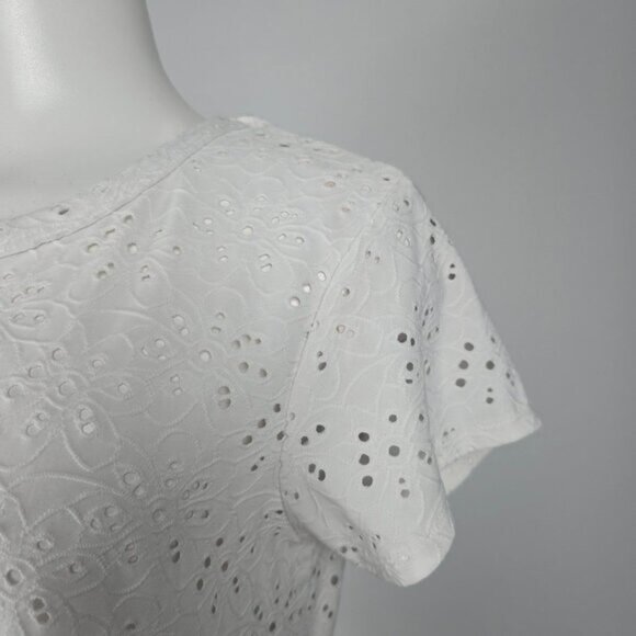 Nanette Lepore White Eyelet Peplum Top Size M - Picture 3 of 6